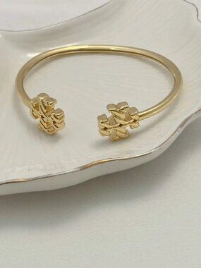 Tory Burch Slim Open-Ended Bracelet with Double T Emblems